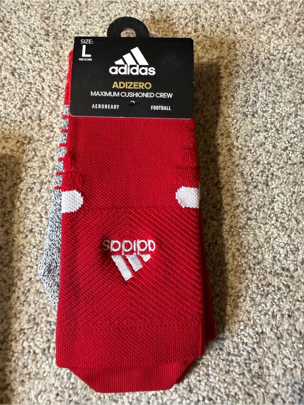 2 pair NWT adidas Red & White Adizero Maximum Cushioned Crew Socks